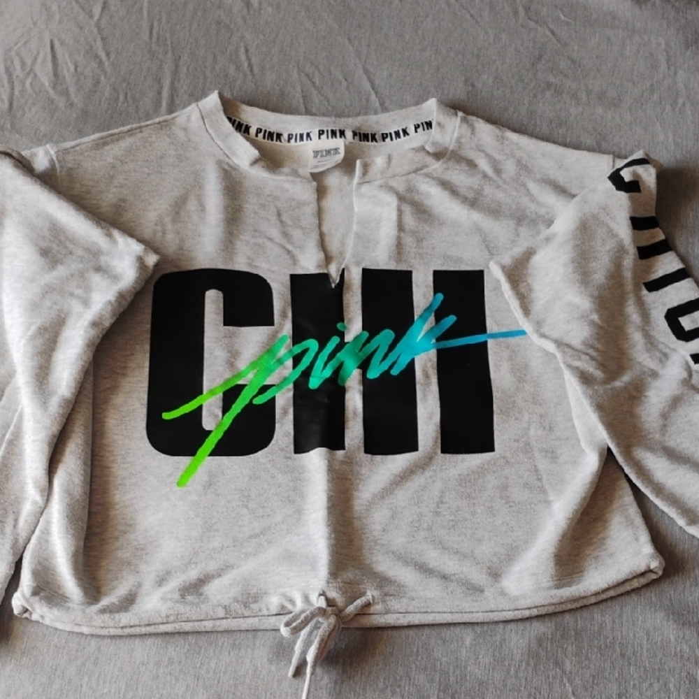 PINK Victoria's Secret Gray V-Neck Sweater